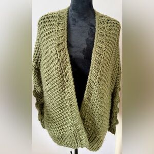 MACARON Olive Green Chunky Cardigan